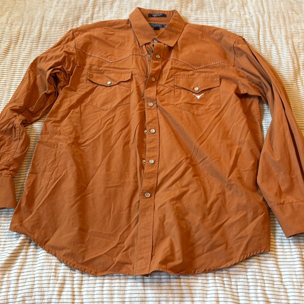 Colony size large pearl snap university of texas shirt